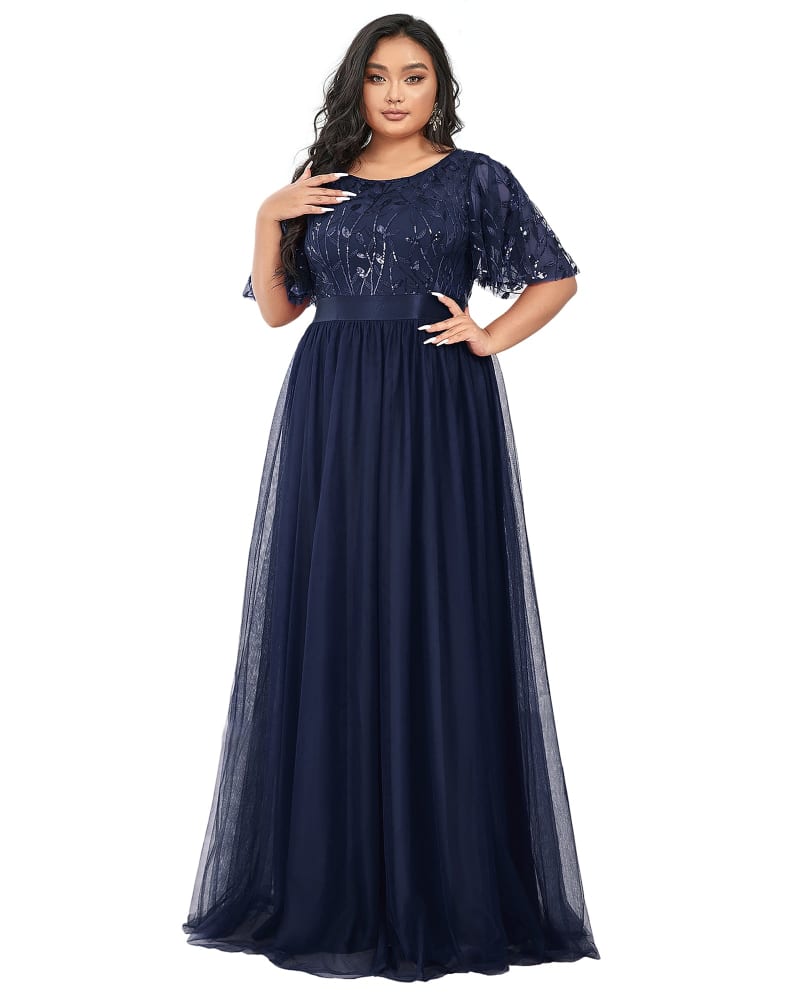 Navy blue plus 2025 size special occasion dresses